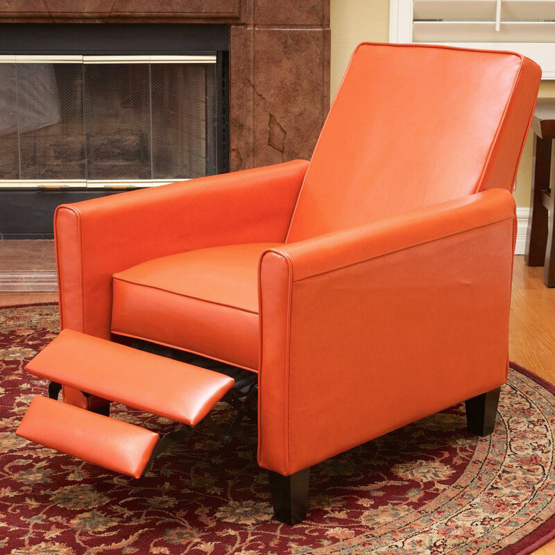 Recliner Push Back Chair For Elegant Home D Cor Orange Orange Pu