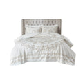 3 Piece Tufted Cotton Chenille Coverlet Set Ivory Taupe King Cal King Ivory Taupe Cotton