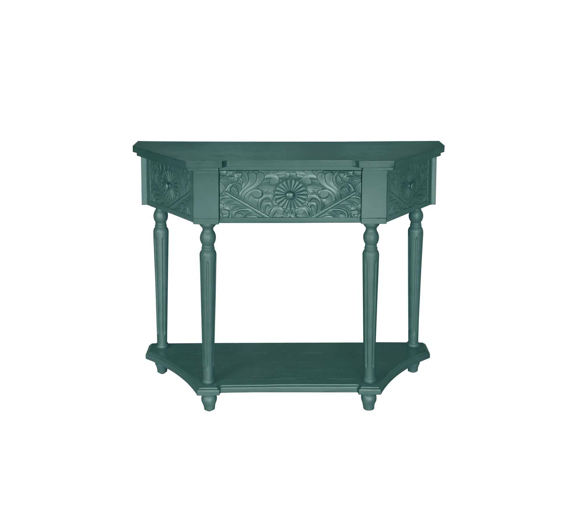 1 Drawer End Table,Side Table,Elegant Carved 1 Drawer End Table For Living Room Bed Room Study Entryway Dark Green American Design Mdf
