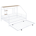 Full Size Metal House Bed With Trundle, White Full White Metal