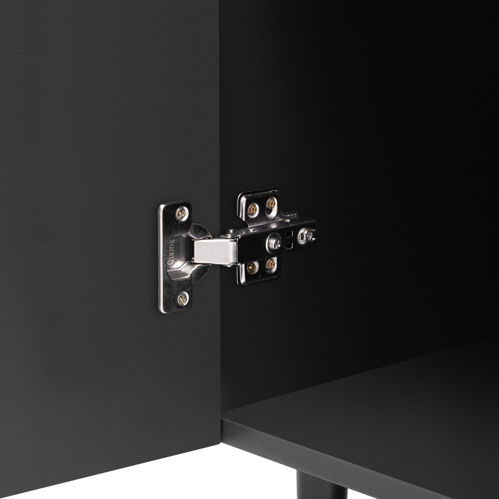 Mirod Modern Minimalist Side Cabinet With Adjustable Shelves ,Stylish Geometric Door Design,Ample Storage Space For Any Home Decor Black Mdf