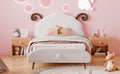 Twin Size Upholstered Platform Bed With Sheep Shaped Headboard, White Twin White Plywood