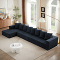 Chenille Modular Sofa Modern Upholstered Sectional Couch With Plush Seating, Fixed Cushions, And Versatile Design For Living Room, Bedroom, Office Blue Chenille 6 Seat