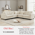 Packaging Upgrade Oversized Modular Sectional Sofa Set, L Shaped Couch,Corduroy ,Upholstered,Deep Seat,5 Seat,5 Throw Pillow And 6 Back Cushion,Living Room, Apartment ,Beige Beige Polyester Wood