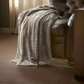 Treviso Faux Fur Throw With Fret Pattern By , Beige Beige Faux Fur