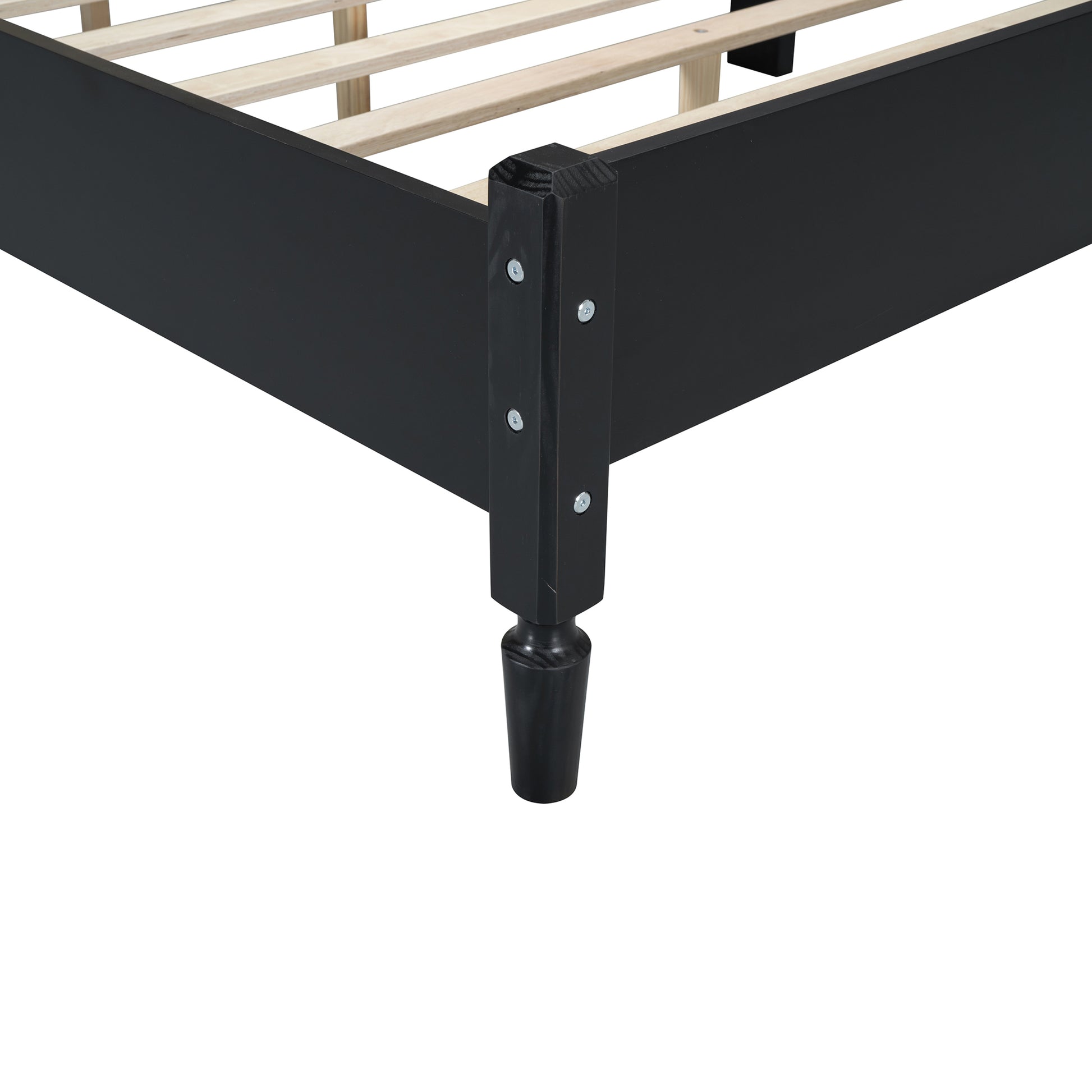 3 Pieces Bedroom Set With Full Size Wooden Bed Frame, 1 Vintage Nightstand And 1 Makeup Vanity Set With Stool,Black Expected Arrival Time: 08.23 Full Black 3 Piece Set Wood
