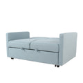 Loveseat Sleeper Pull Out Couch 3 In 1 Sofa Bed Adjustable Backrest Light Blue Wood Fabric