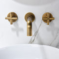 Wall Mounted Bathroom Sink Faucet With Pop Up Drain No Overflow Bronze,Brushed Nickel Brass,Stainless Steel