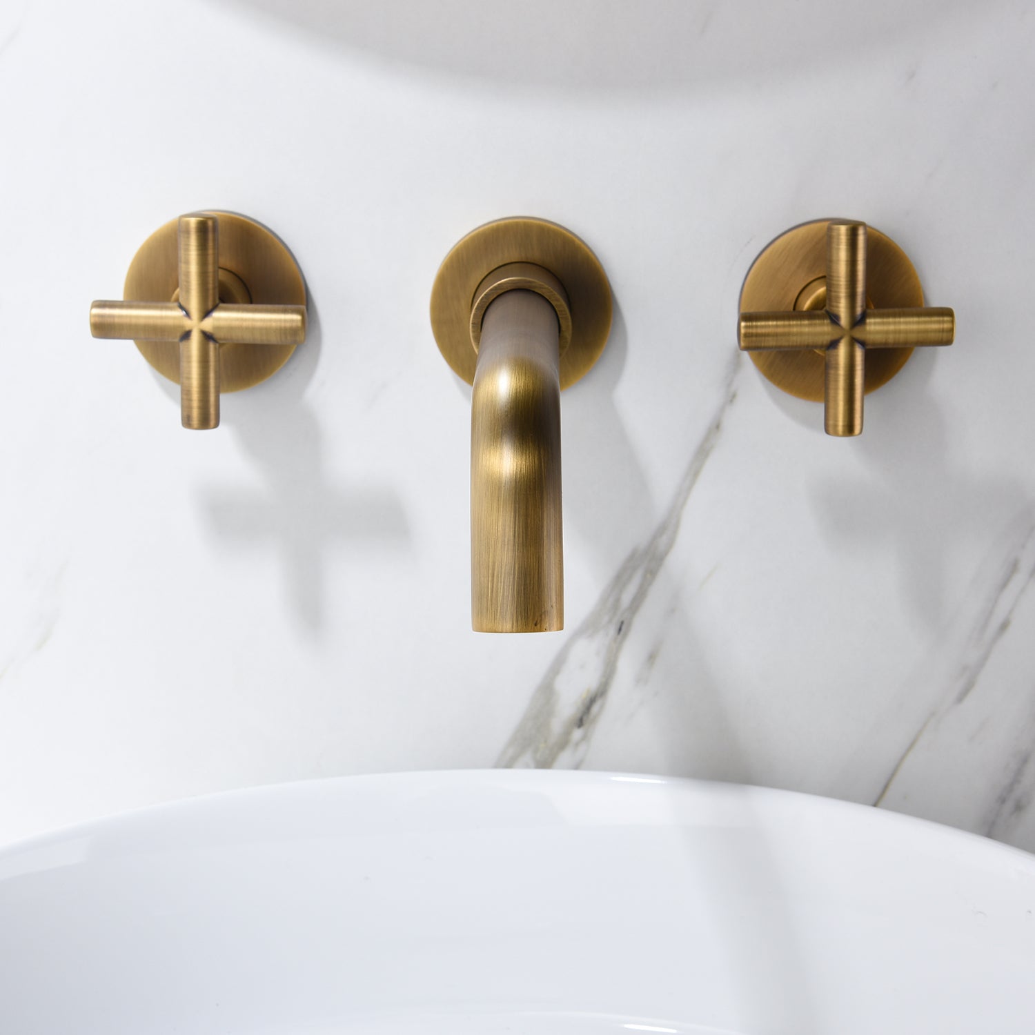 Wall Mounted Bathroom Sink Faucet With Pop Up Drain No Overflow Bronze,Brushed Nickel Brass,Stainless Steel