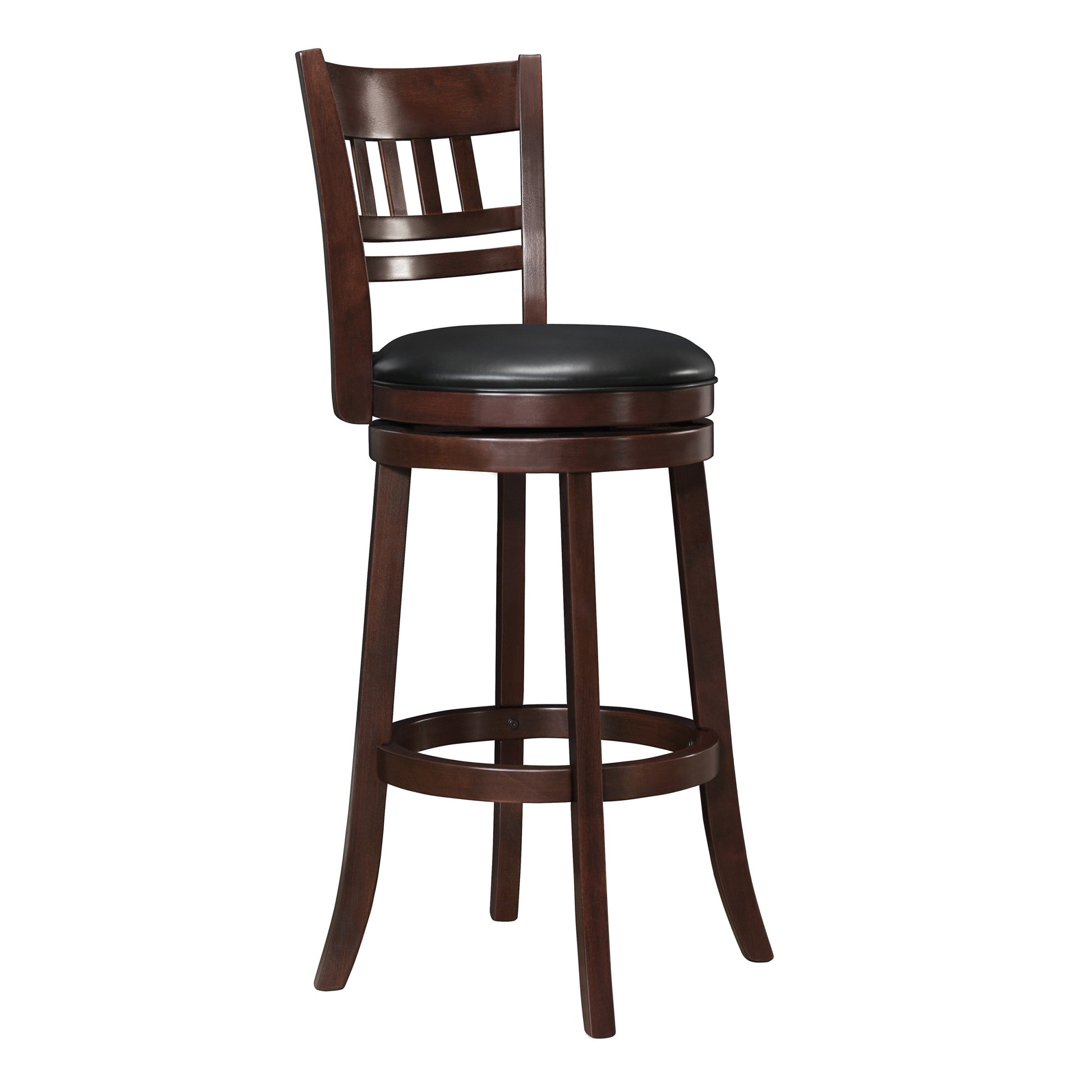 360 Degree Swivel Bar Chair Dark Cherry Finish Solid Wood Comfortable Footrest 1Pc Dining Furniture Cherry Dining Room Solid Wood