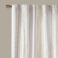 Poly Printed Curtain Panel With Tufted Stripe And Lining White Brown 50X95