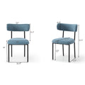 Dining Chairs Set Of 2,Round Upholstered Sherpa Fabric Dining Room Chairs With Curved Backrest,Mid Century Modern Accent Chairs With Black Metal Legs For Dining Room,Living Room,Kitchen Light Blue Foam Polyester