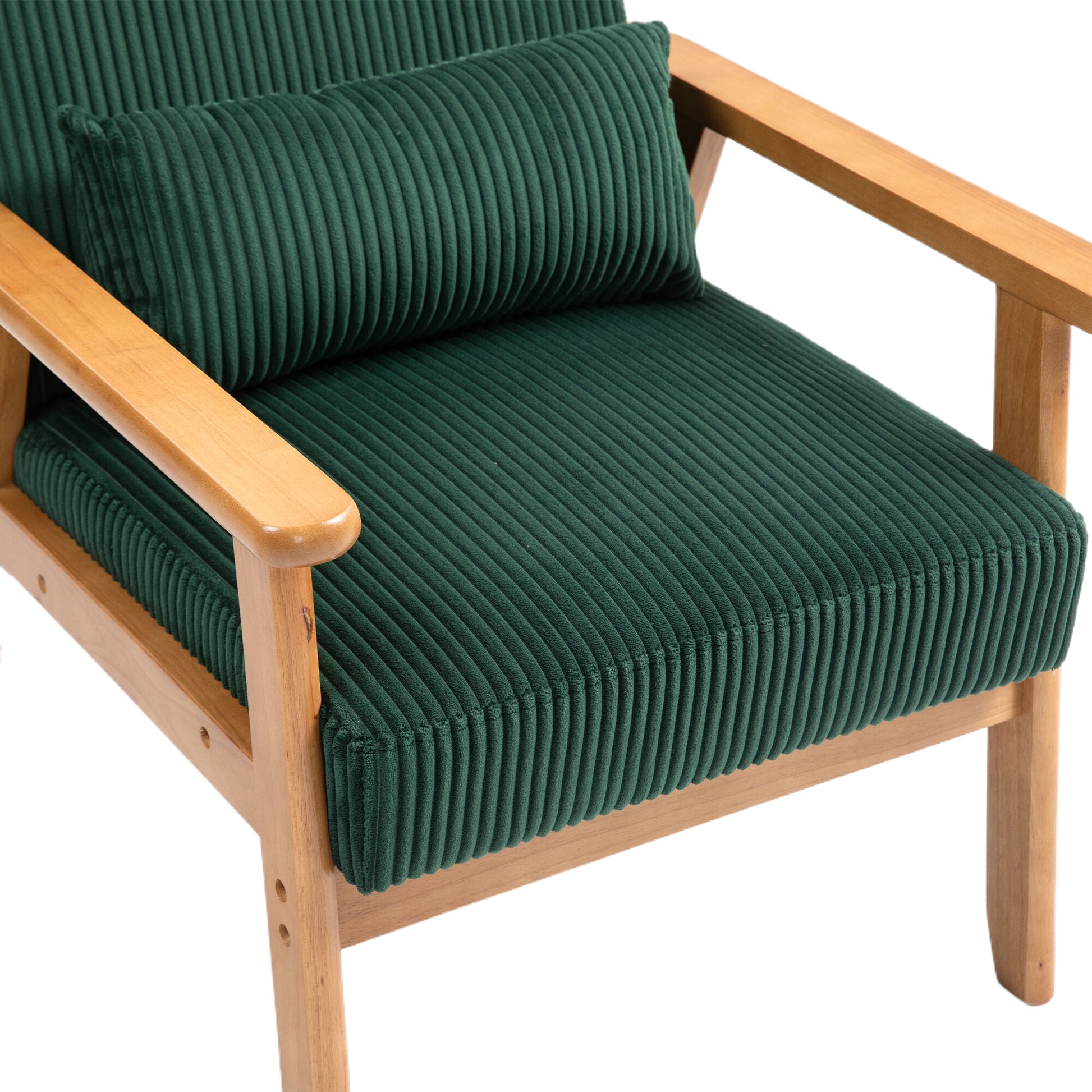 Leisure Chair With Solid Wood Armrest And Feet, Leisure Chair, Wood Frame, Velvet, Solid Rubber Wood Legs, Mid Century Modern Accent Chair, For Living Room Bedroom Studio Chair,Two Packs Emerald Corduroy