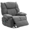 Homcom Vibration Massage Chair Recliner With Heat, Oversized Swivel Rocker Chair, Single Sofa, Teddy Fabric Manual Recliner Chair With Footrest, Remote, And 4 Side Pockets, Dark Gray Dark Gray Polyester