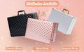 Portable Makeup Case With Led Mirror Travel Makeup Bag Cosmetic Organizer Box With Locks, Brush Holder, Dividers, Rechargeable, Black Black Aluminium Alloy