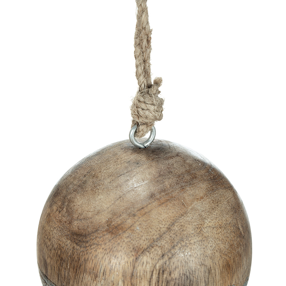 D4" Christmas Ball Ornaments, Wood Decorative Hanging Ball Christmas Tree Ornaments For Holiday Party Decorations, Set Of 4 Brown Wood