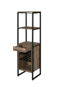 Weathered Oak And Black Wine Rack With 1 Drawer Oak Kitchen Wood Metal