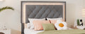 Twin Size Upholstered Bed Frame With Led Lights,Modern Velvet Platform Bed With Tufted Headboard,Grey Twin Grey Velvet