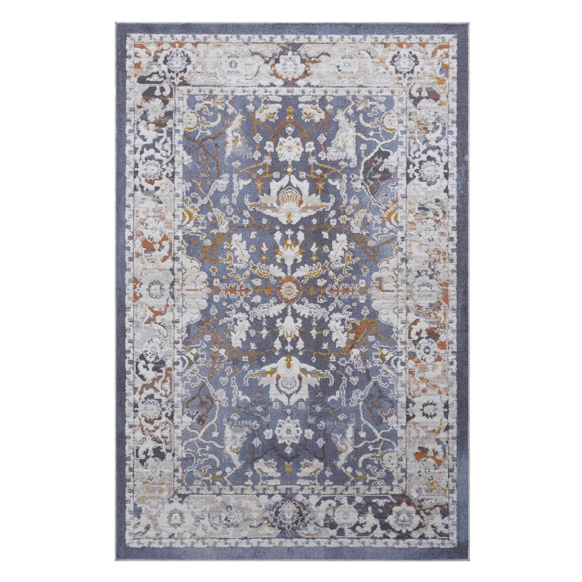 5X7 Blue Traditional Non Shedding Living Room Bedroom Dining Home Office Stylish And Stain Resistant Area Rug Blue Polyester