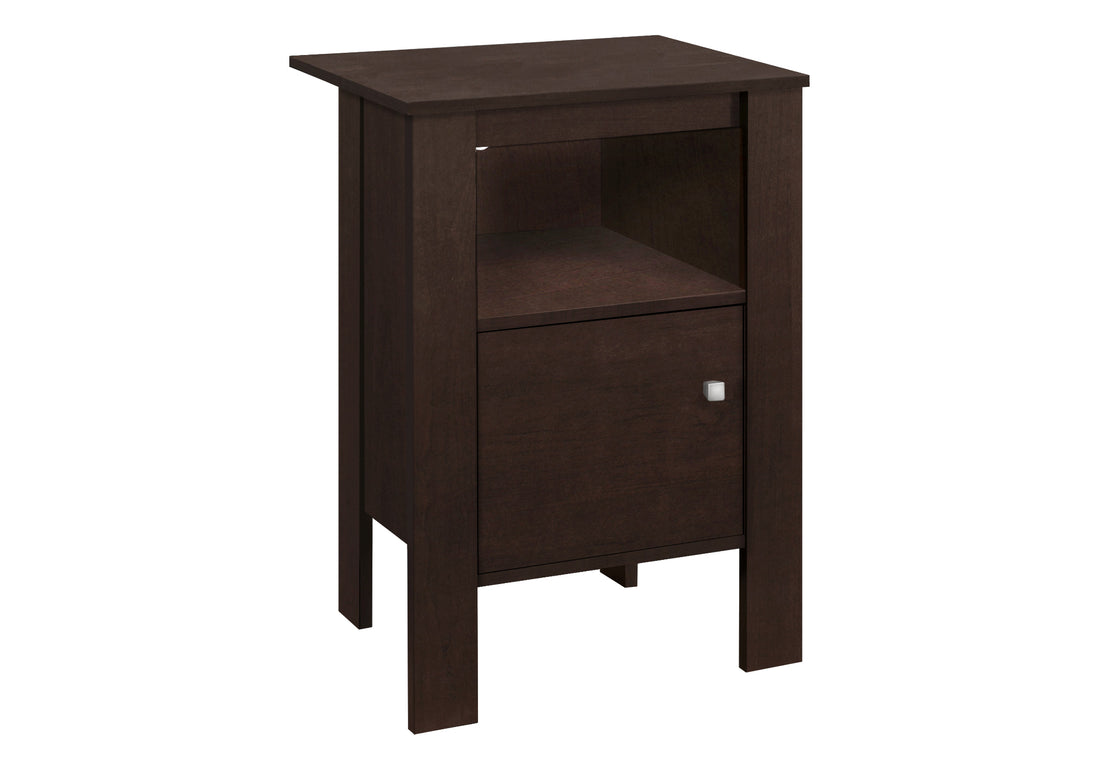 Accent Table, Side, End, Nightstand, Lamp, Storage, Living Room, Bedroom, Brown Laminate, Transitional Espresso Particle Board