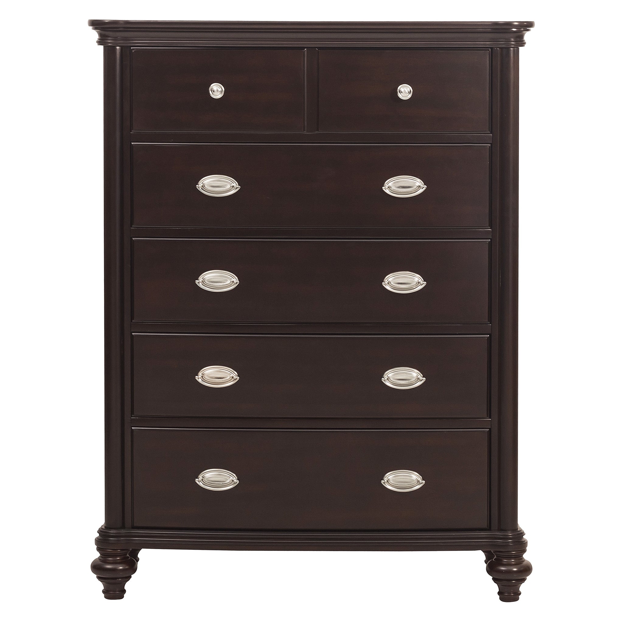 Dark Cherry Finish Classic Design Chest Of 5X Drawers Wooden Bedroom Furniture 1Pc Cherry Wood