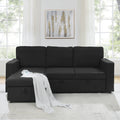 Linen Upholstered Sleeper Sectional Sofa, Shaped Modular Convertible Sofa With Storage Chaise,There Are Two Cup Holders In The Middle And Usb Multi Interface Function,Pull Out Sleep Couch Bed ,Black