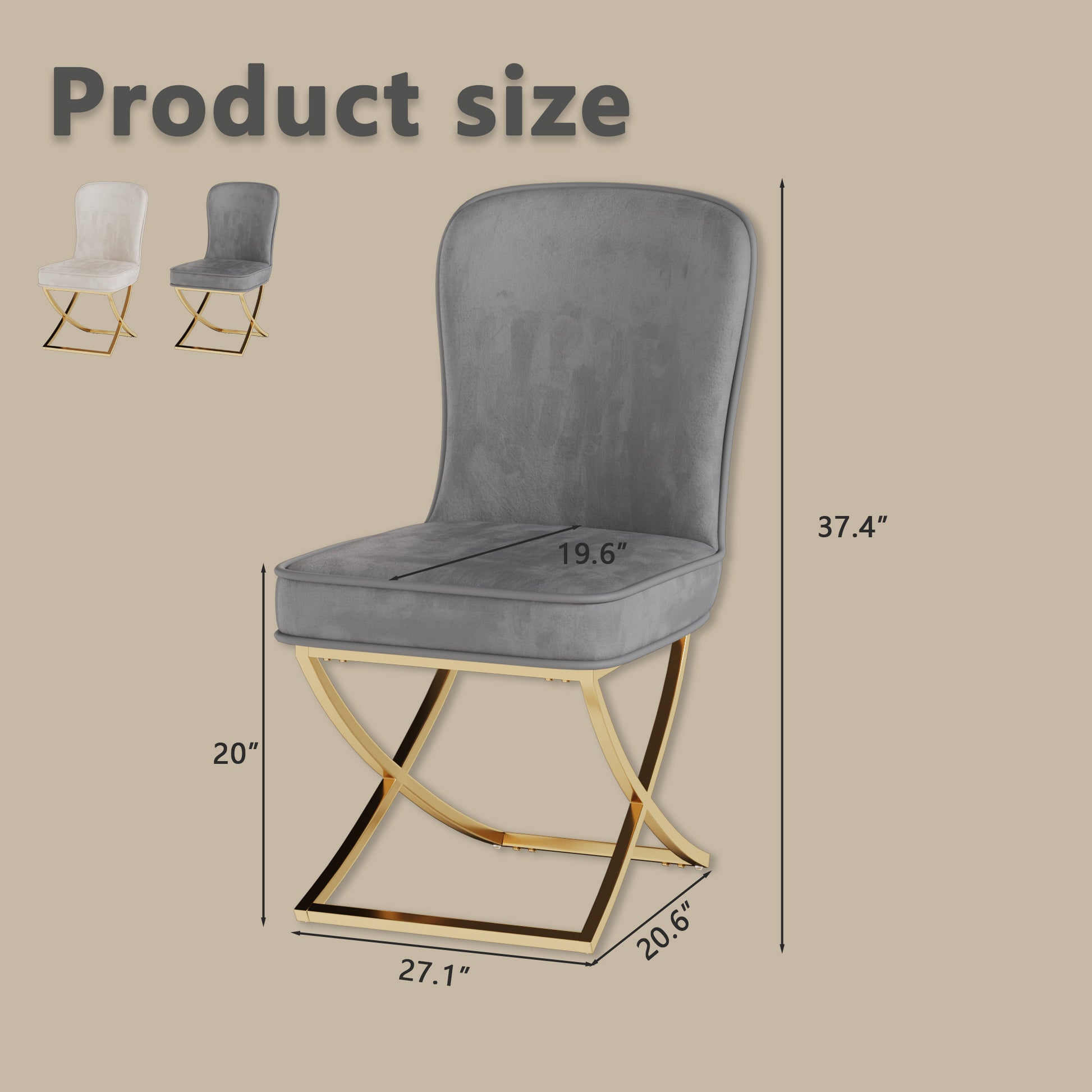 Dining Chair Set Of 4, Grey Velvet Backrest And Golden Metal Legs.For Modern Kitchen Dining Room Chair For Kitchen Living Modern Decorative Leisure Chairs Office Chairs Grey Foam Velvet