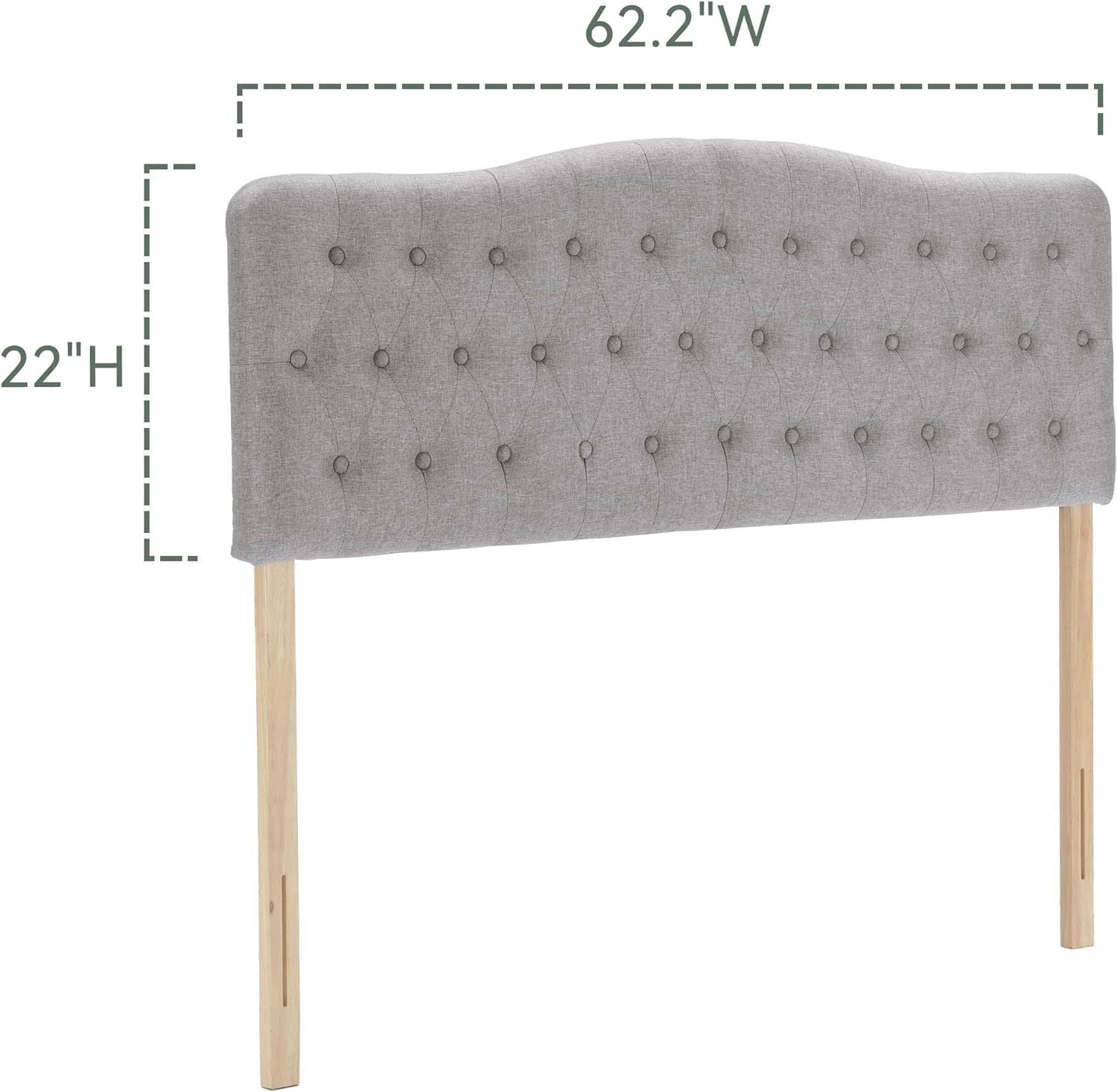 Upholstered Queen Headboard, Button Diamond Tufted Headboard With Adjustable Height And Solid Wood Leg, Linen Fabric Padded Headboard For Queen Size Bed, Mordern Head Board, Grey Queen Grey Bedroom Bed Frame Linen Fabric Metal