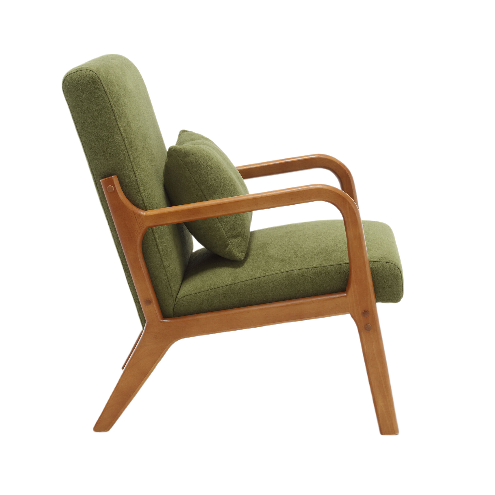 Coolmore Modern Accent Chair, Solid Wood Padding Lounge Armchairs With One Pillow For Living Room, Bedroom, Guest Room Green Green Rubberwood Foam Velvet