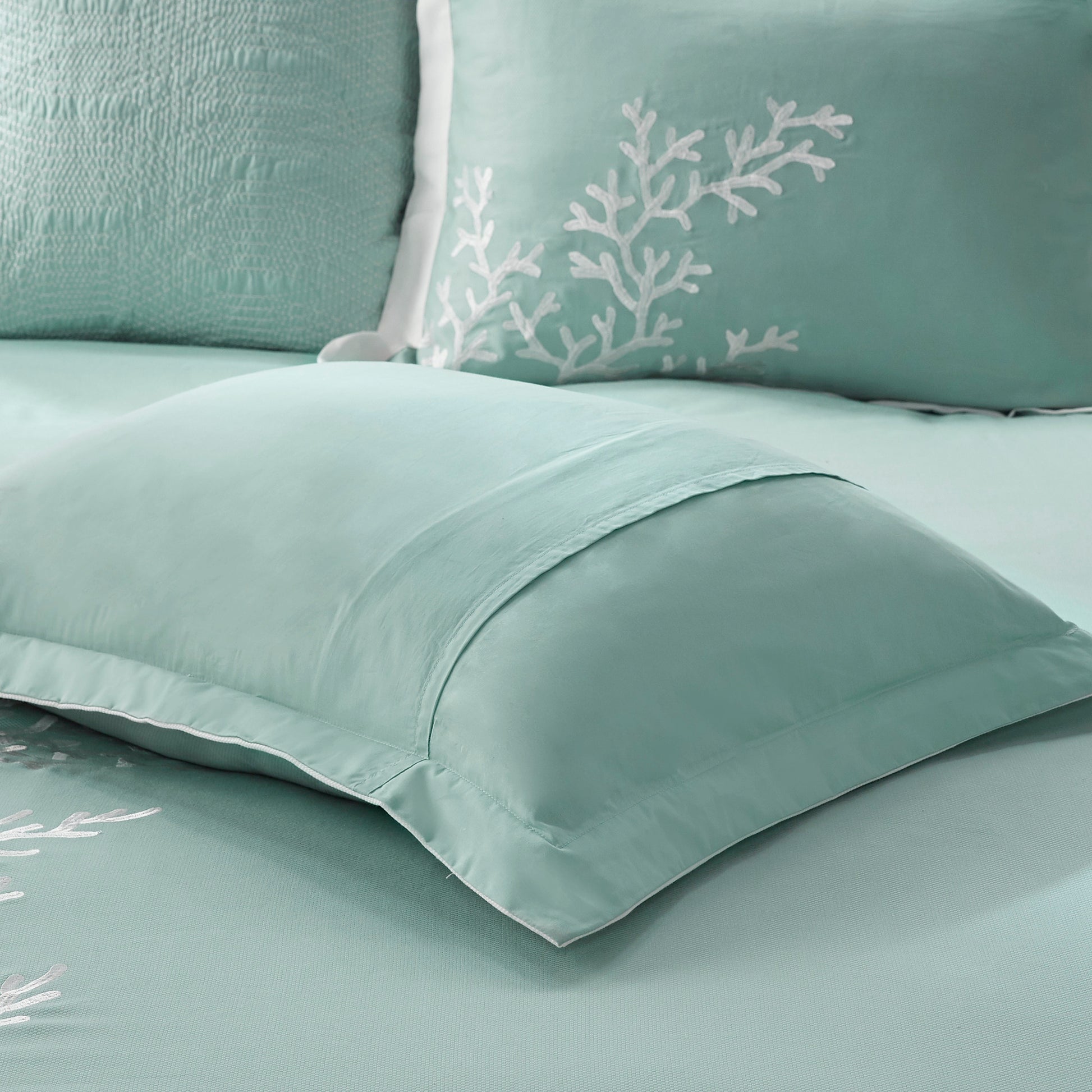 Oversized Cotton Jacquard Comforter Set Aqua King King Aqua Cotton