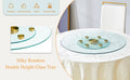 Double Layer Rotatable Round Glass.The Rotatable Design Makes It More Convenient To Retrieve And Place Items.The Upper Glass Has A Diameter Of 30.3 Inches, While The Lower Glass15 Inches.