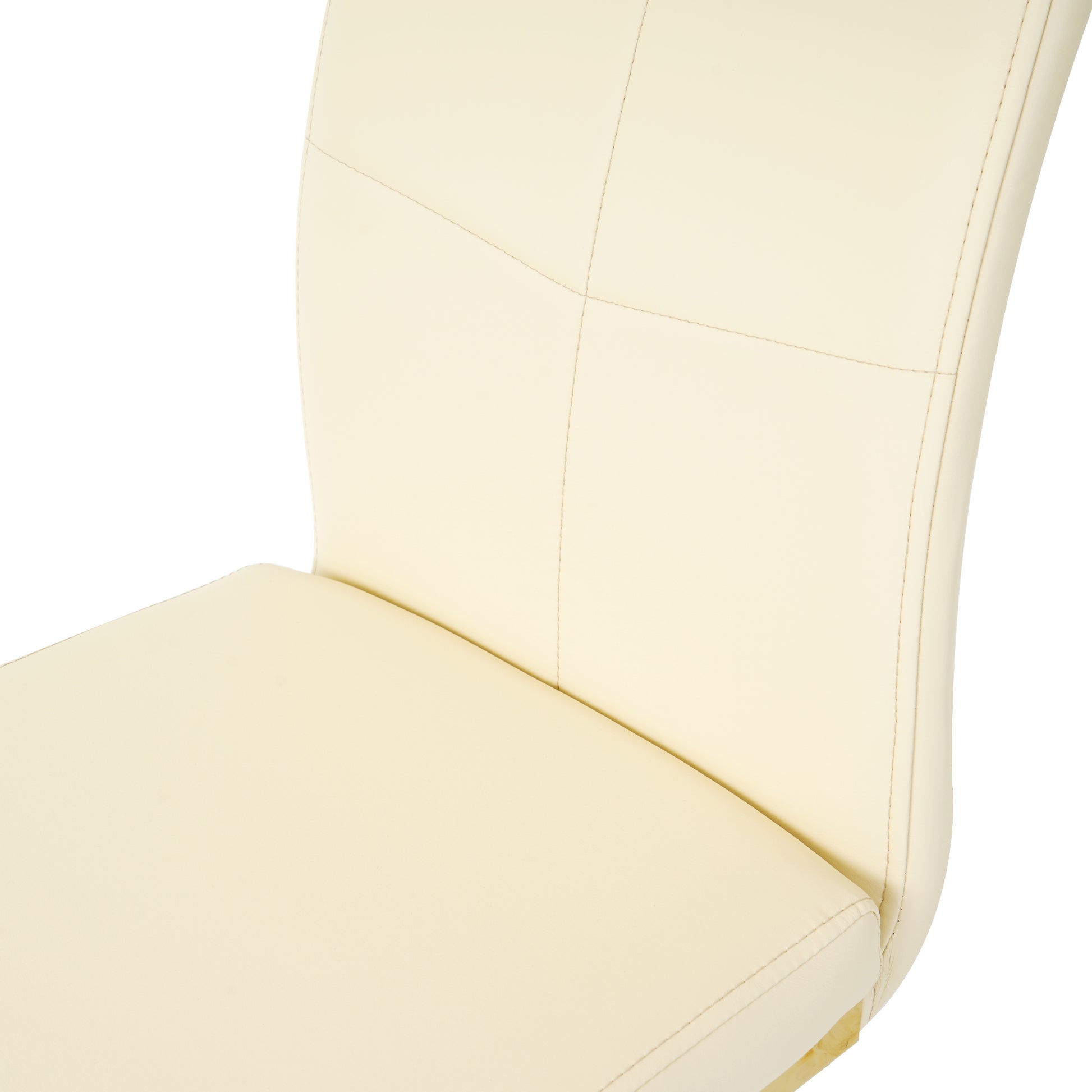 Modern Pu Dining Chair Living Room Chair Upholstered Chair, Gold Metal Chair Leg Design, Kitchen, Living Room, Bedroom, Dining Room Side Chair Set Of 2 Light Yellow Metal