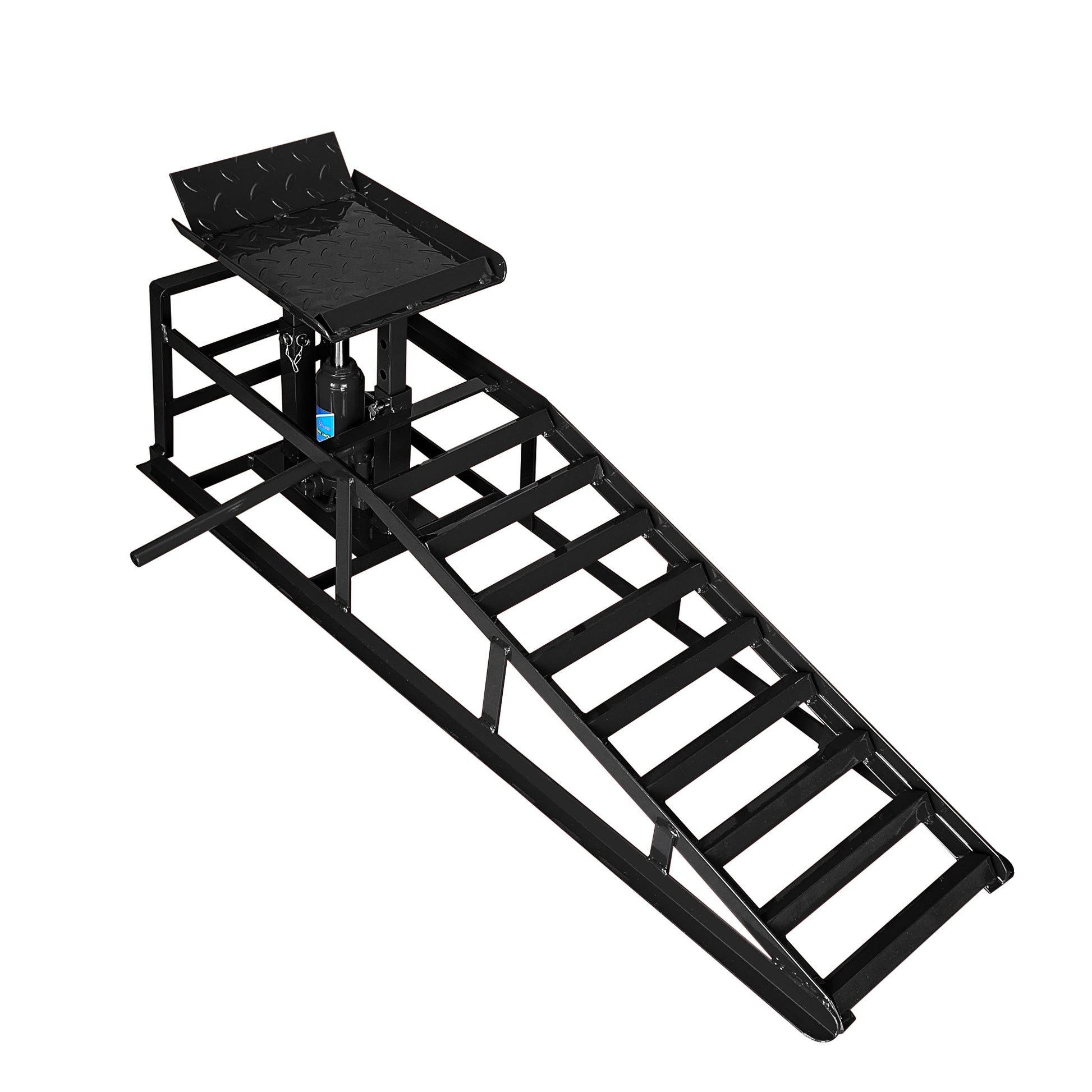 Hydraulic Car Ramps, 2 Pack Car Ramp High Lift, 11000Lbs Automotive Truck Cars Service Ramps, Low Profile Oil Change Ramps With Support Jack For Car Truck Trailer Garage Repair Black Black