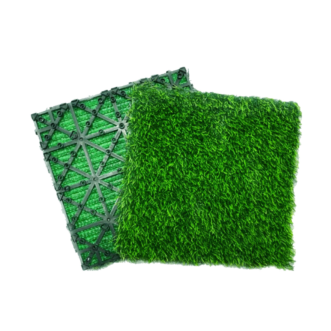 Artificial Grass Turf Tiles Interlocking Set Of 35Pcs, Fake Grass Tiles Self Draining For Pet Indoor Outdoor Flooring Decor, 12X12In Grass Green Grass Green Modern Plastic Plastic