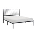 Metal Frame Queen Platform Bed Black Finish Angle Headboard Bedroom Furniture 1Pc Box Spring Not Required Queen Black Metal Bedroom Farmhouse,Mid Century Modern,Modern,Transitional Metal