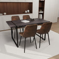 Mdf Black Wooden Dining Table And Modern Dining Chair 4 Piece Set, Medieval Wooden Kitchen Dining Table Set, Rectangular Metal Base, Dining Table And Suede Chair Black Brown Mdf