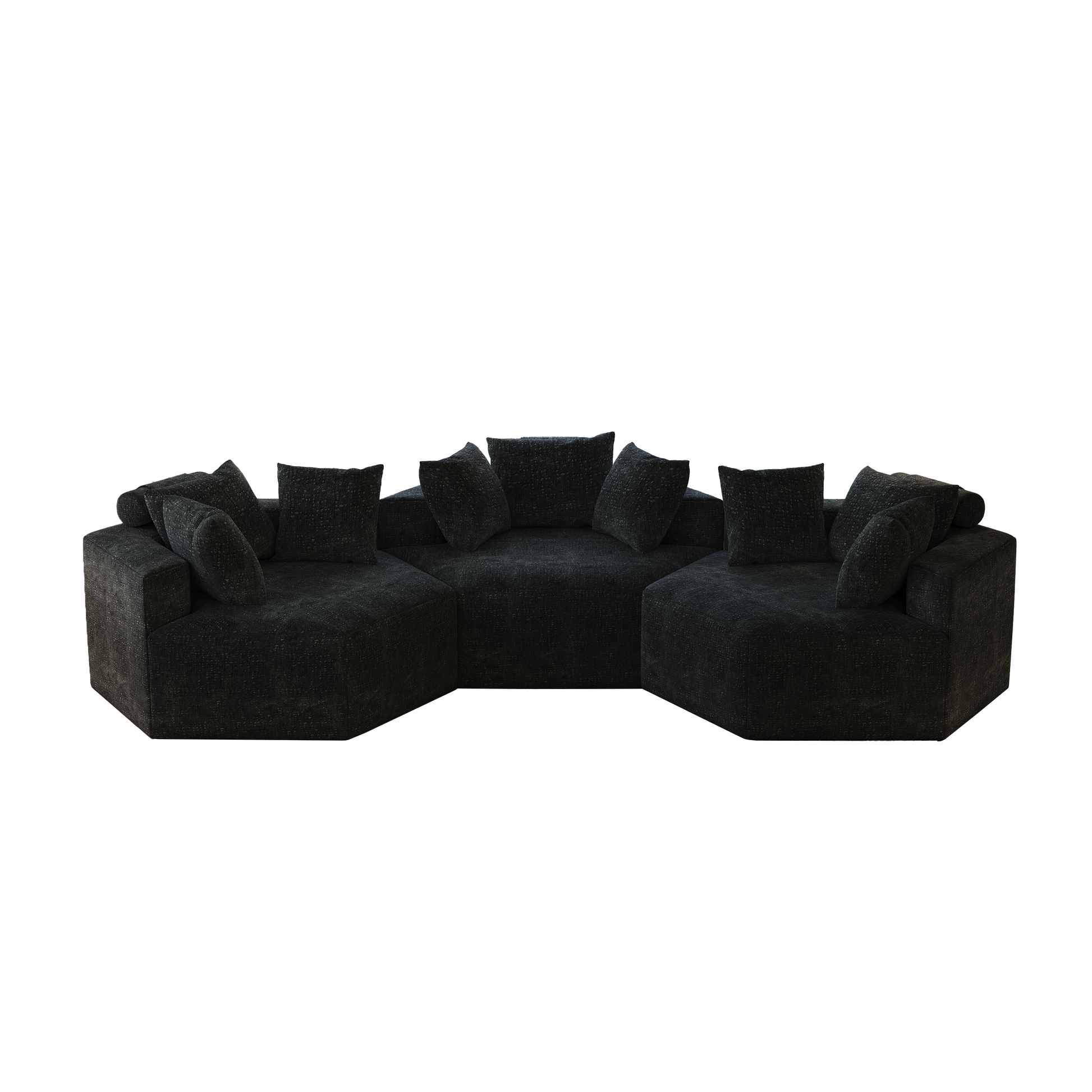 54''L Chenille Sponge Single Sofa,No Assembly Required,Fluffy Modern Sleeper Chair For Living Room, Bedroom, Lounge And Projection Room Black Foam Chenille 1 Seat