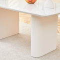 Cream Style Mdf White Dining Table.It Is A Furniture With A Warm And Soft Appearance, Suitable For Creating A Comfortable And Friendly Dining Environment, Suitable For Kitchens, Dining Rooms,Etc. White Mdf