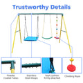 Indoor Outdoor Metal Swing Set With Safety Belt For Backyard Multicolor Steel