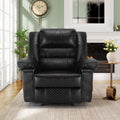 Leather Massage Recliner Chair Manual Living Room Reclining Sofa Black Faux Leather Manual Handle Metal Primary Living Space Soft Cushion Back Heavy Duty American Design,American Traditional,Antique,Classic Pillow Top Arms Foam Pu Leather