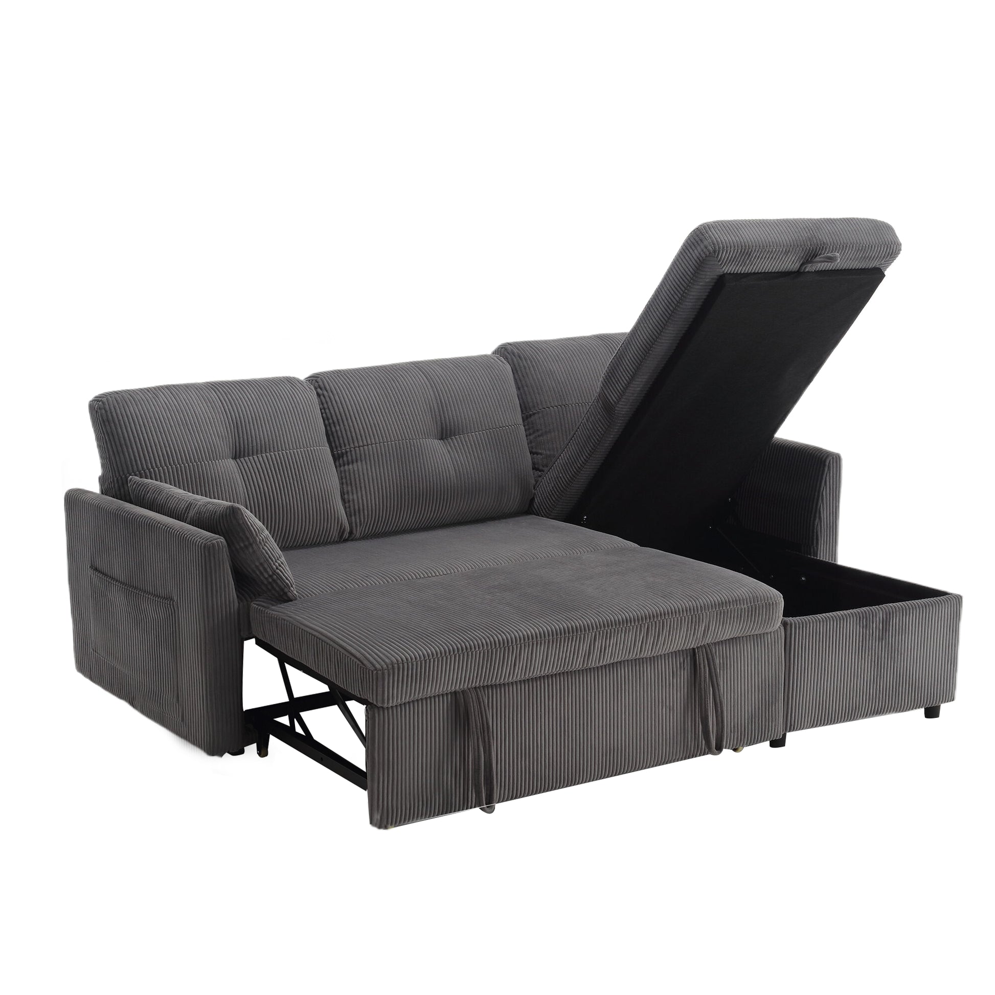 United Modular Sectional Sofa L Shaped Modular Couch With Reversible Chaise Modular Sofa Sectional Couch With Storage Seats Dark Grey Velvet 4 Seat
