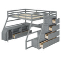 Full Size Loft Bed With 7 Drawers 2 Shelves And Desk Gray Full Gray Plywood