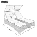 Patio Daybed Outdoor Daybed Outdoor Rattan Sun Lounger With Shelter Roof With Adjustable Backrest, Storage Box And 2 Cup Holders For Patio, Balcony, Poolside,Grey Yes Grey Seats 2 Water Resistant Frame Water Resistant Cushion Garden & Outdoor Sectional