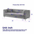 82 Inch Chenille Pull Buckle Design Sofa For Living Room,Buttons Tufted With Copper Nail Decoration Armrest, Modern Couch Upholstered Button And Metal Legs Green Foam Chenille 3 Seat
