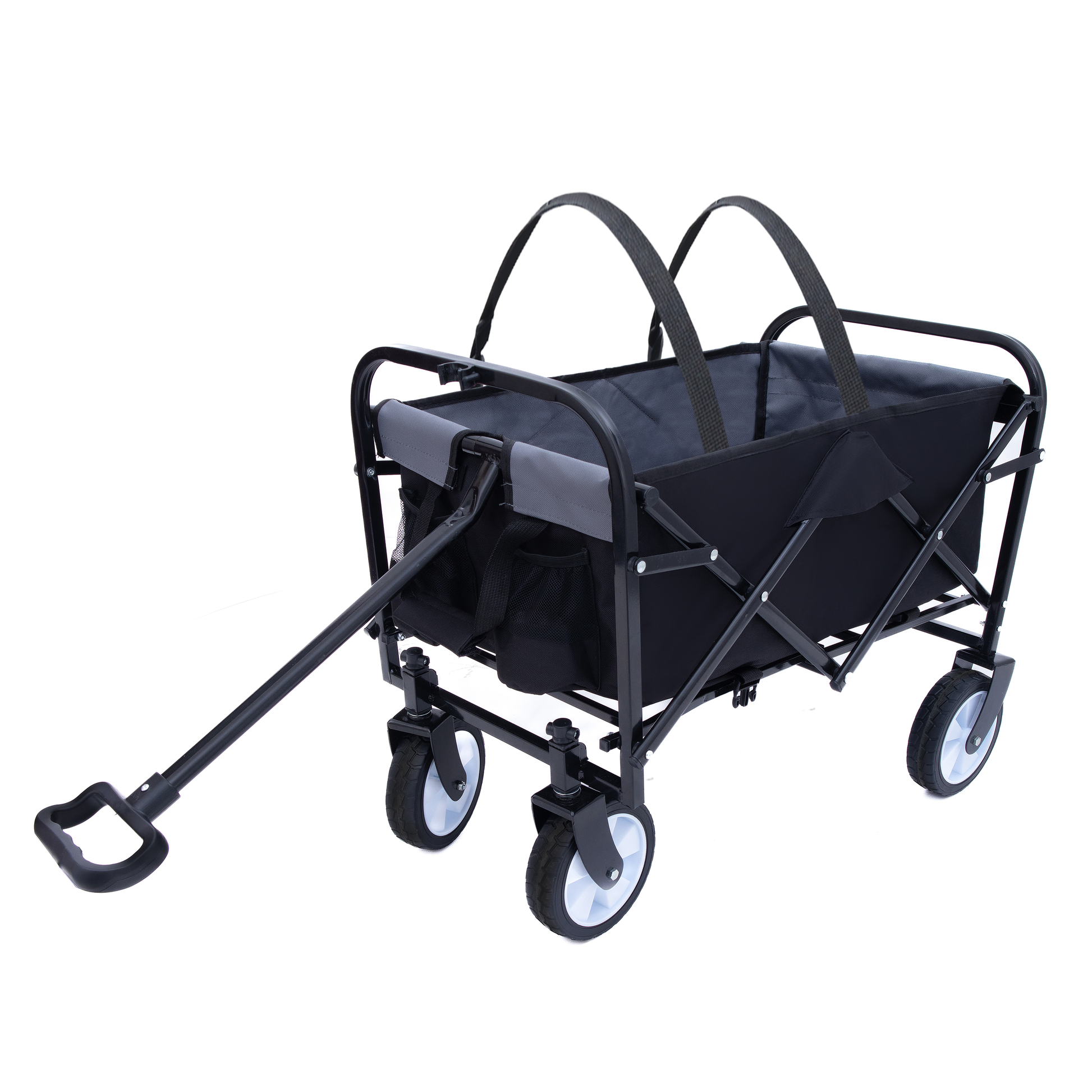 Minimeetall Multi Use Bag,Collapsible Foldable Wagon Cart Beach Wagon Heavy Duty Utility Cart Utility Wagon Grocery Cart For For Camping 3Pcs Plastic Liner Bag Coverblack Black Steel