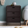 Outsunny Outdoor Towel Cabinet, Pe Rattan Pool Storage Organizer, Freestanding Outdoor Towel Rack For Pool With 3 Drawers And Weather Safe Material, Brown Brown Rattan
