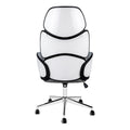 Office Chair, Adjustable Height, Swivel, Ergonomic, Armrests, Computer Desk, Work, Grey Leather Look, Chrome Metal, Contemporary, Modern White Foam Faux Leather