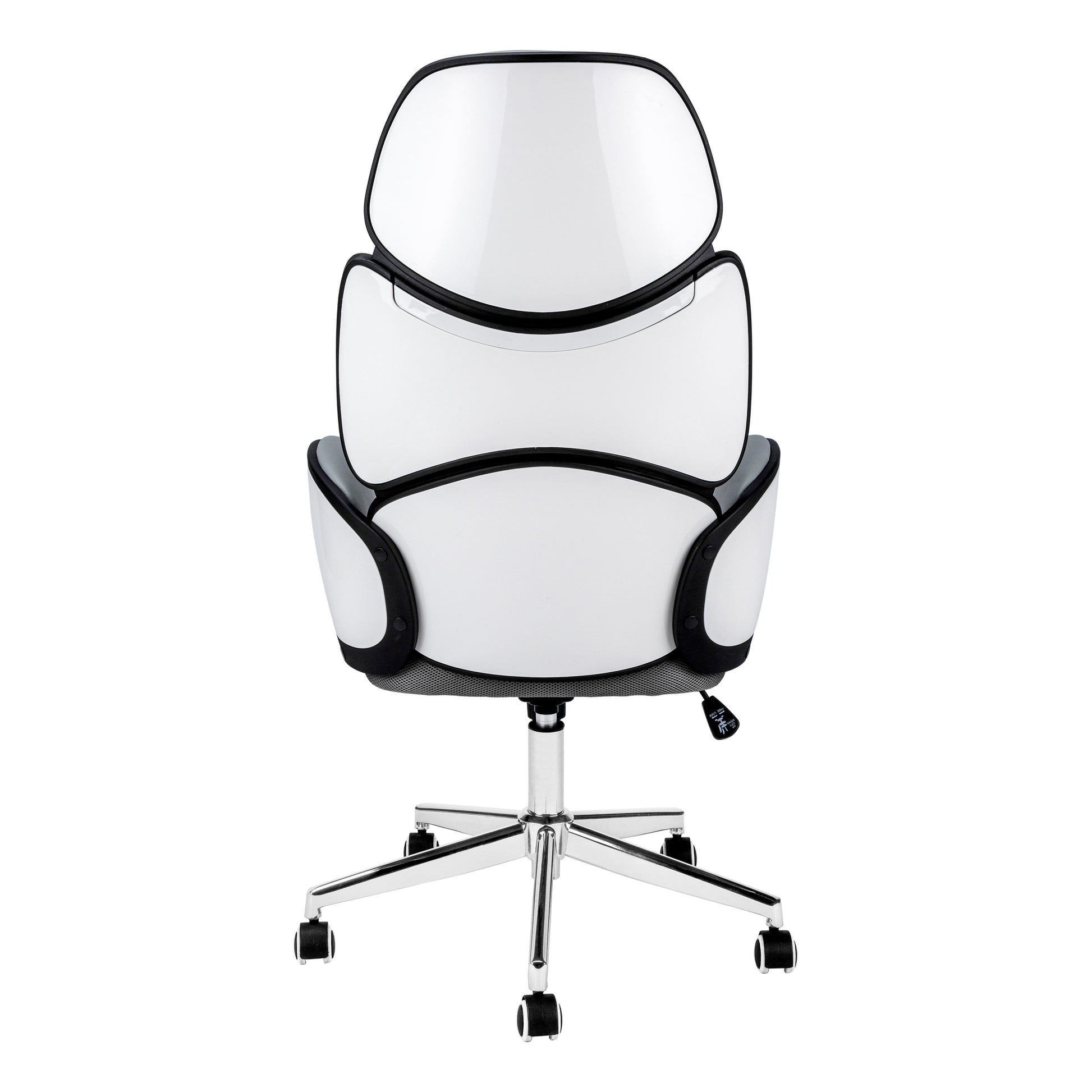 Office Chair, Adjustable Height, Swivel, Ergonomic, Armrests, Computer Desk, Work, Grey Leather Look, Chrome Metal, Contemporary, Modern White Foam Faux Leather