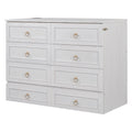 Full Size Murphy Bed With Large Drawers,White Full White Plywood