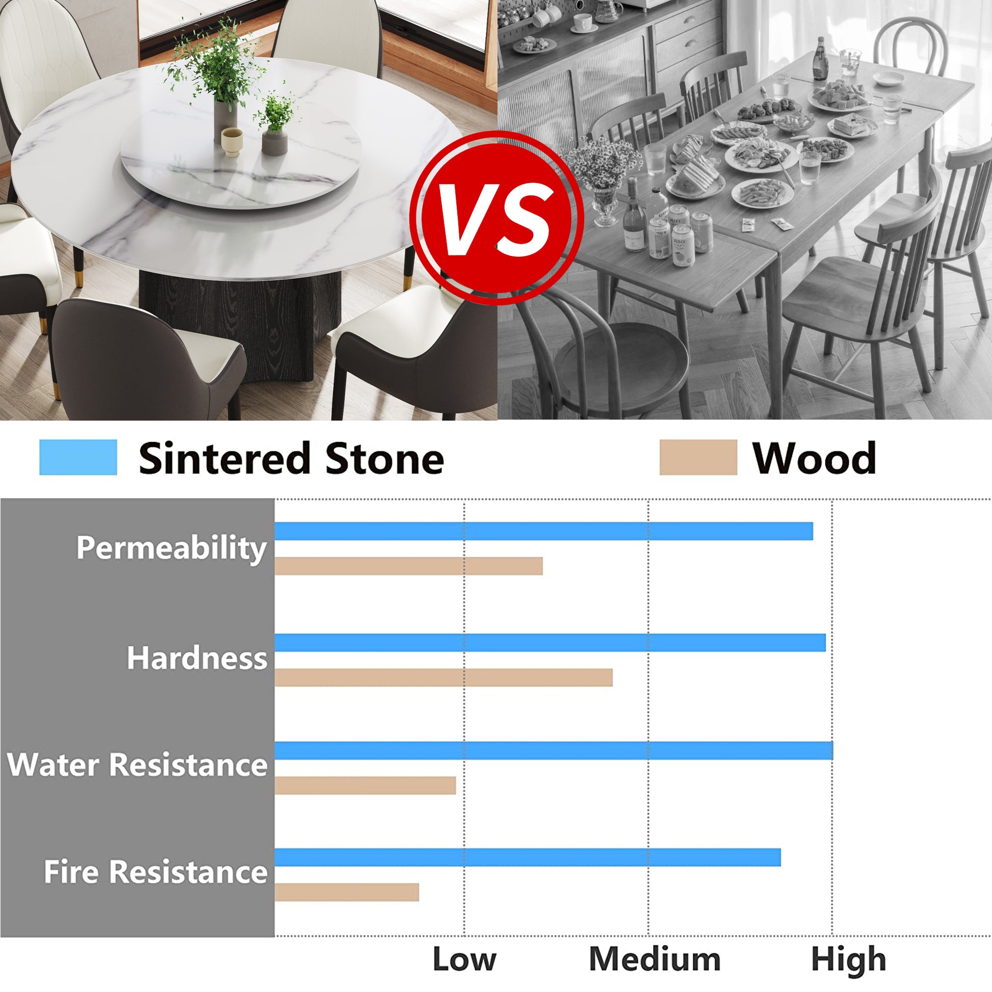 59.05" Round Marble Dining Table With Black Textured Solid Wood Base, Artificial Marble For 6 8 People, 31.5"White Artificial Stone Turntable,White Dining Table Only Black,White Dining Room Modern